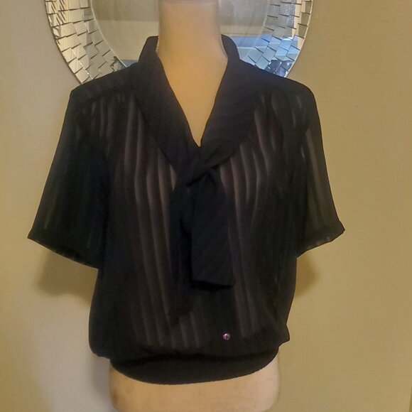 David Matthew | Tops | Vintage Womens David Matthew Navy Blue Sheer ...